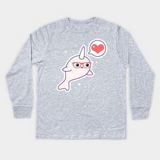 Nerd Narwhal Kids Long Sleeve T-Shirt